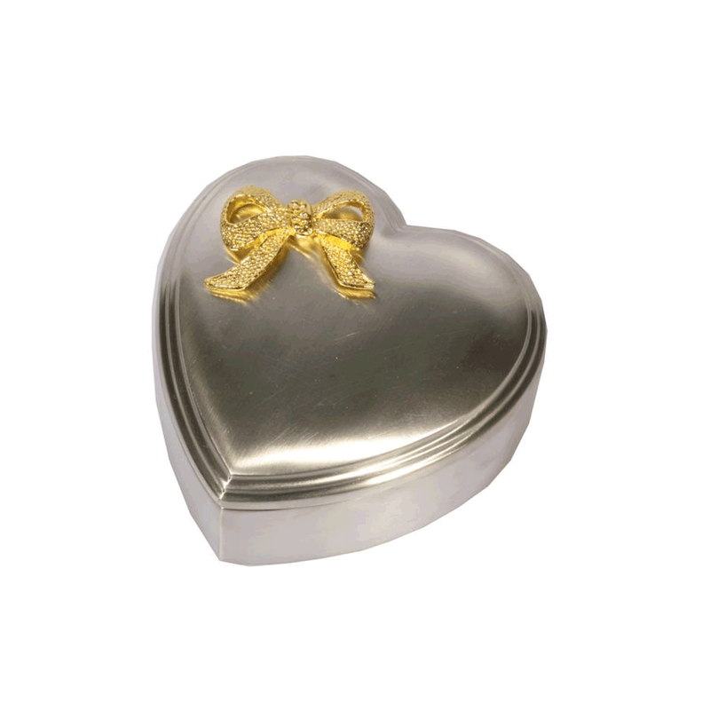 Jewelry box grey with gold bow 8x8cm