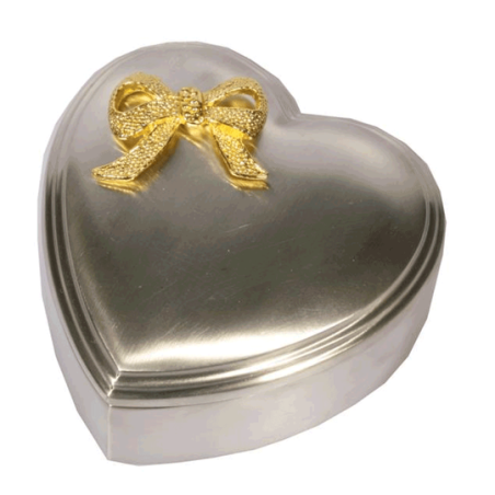 Jewelry box grey with gold bow 8x8cm