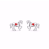 Horse Earstuds in silver with red heart