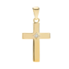 Lund - Polished gold cross with diamond, 16x11mm