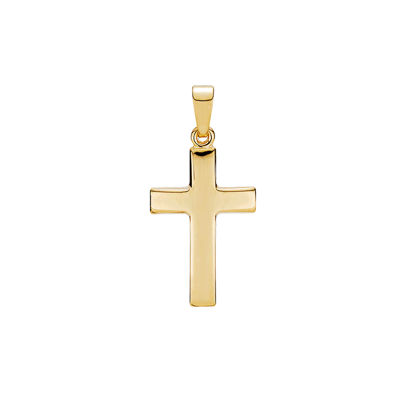 Lund - Polished gold cross, 18x12mm