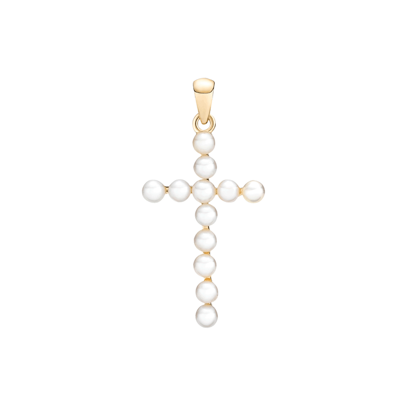 Lund - Large gold cross with white pearls