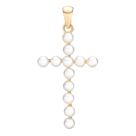 Lund - Large gold cross with white pearls