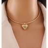 1 Piece Gold Heart Shape Stainless Steel Beaded Pendant Necklace