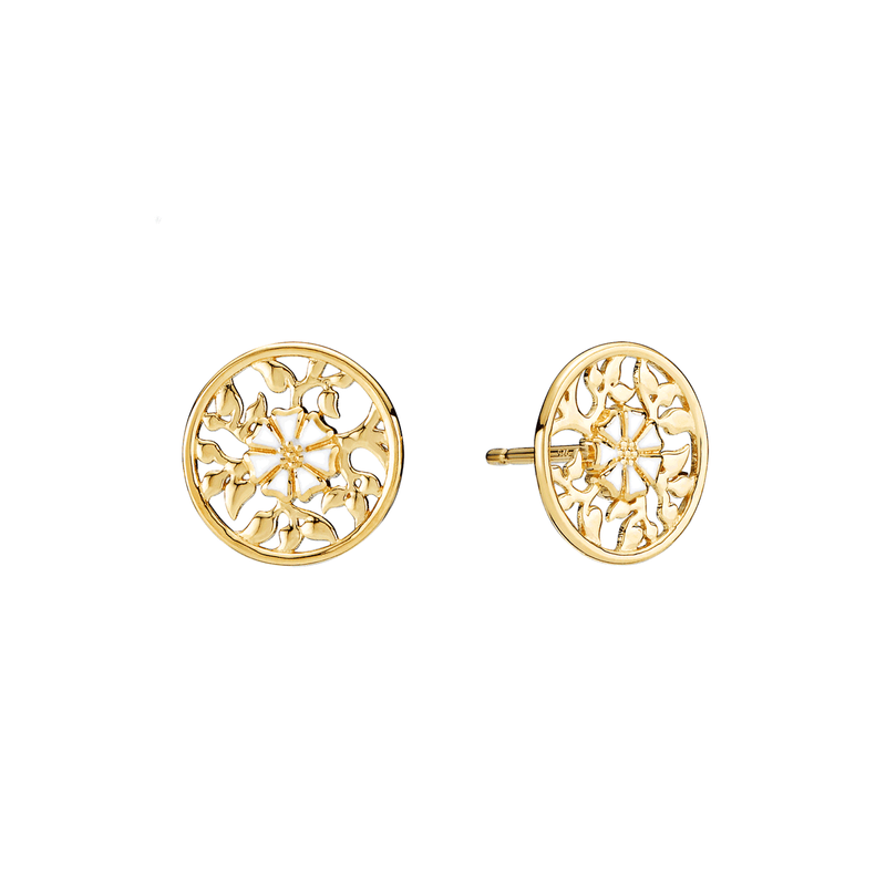 Lund - Round daisy tree of life earrings with small flowers