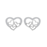 Støvring - Ear studs with hearts and synthetic cubic zirconia , silver