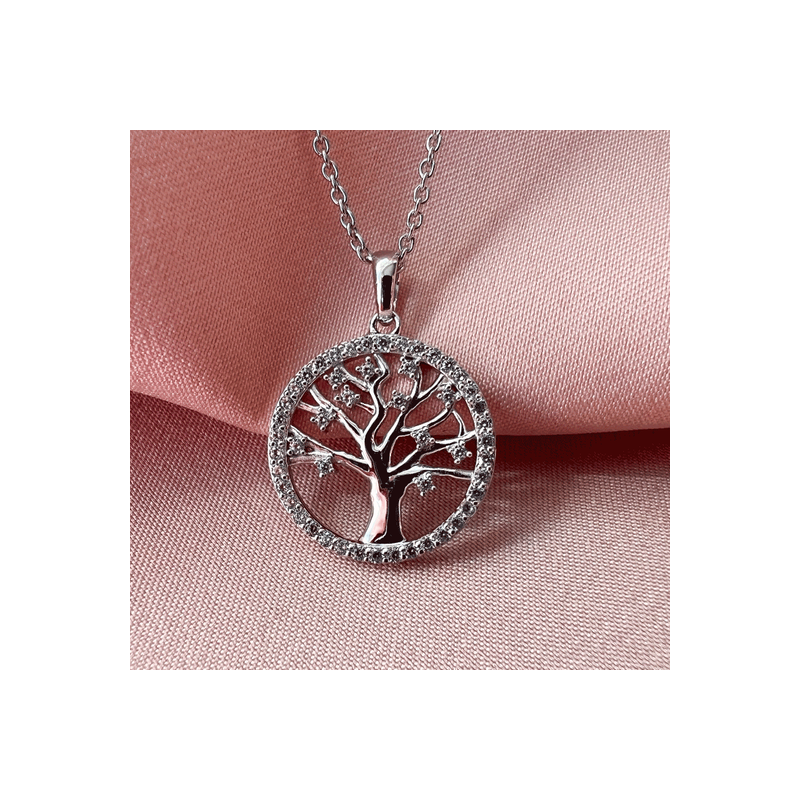 G&S - Zirconia Tree Of Life necklace, silver