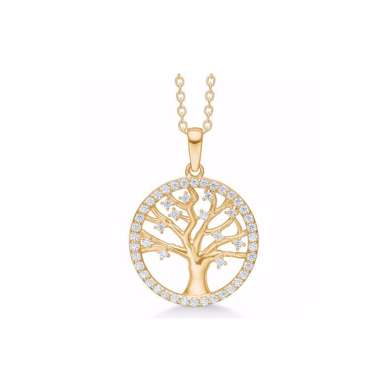 G&S - Zirconia Tree Of Life necklace, gold plated