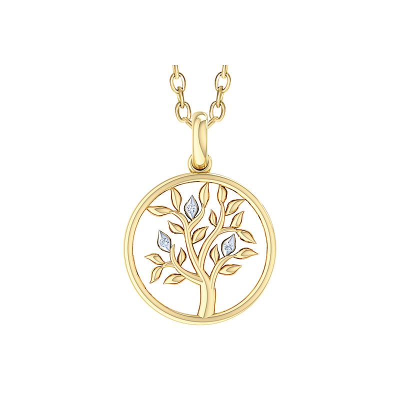 Støvring - Necklace with Tree of Life and diamonds, gold