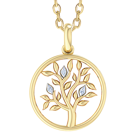 Støvring - Necklace with Tree of Life and diamonds, gold