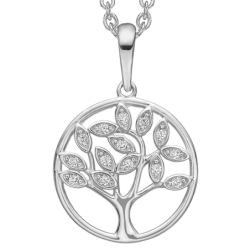 Støvring - Zircon Tree Of Life necklace, white gold