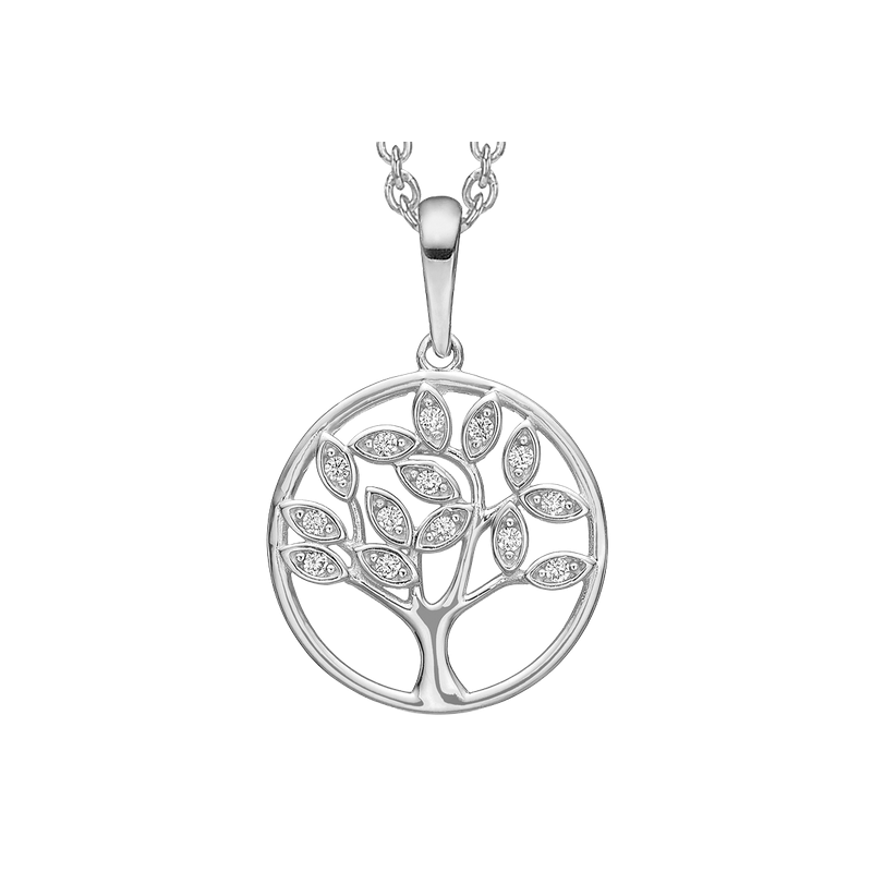 Støvring - Zircon Tree Of Life necklace, white gold