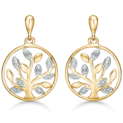 Støvring - Ear sticks with Tree of Life and diamonds, gold