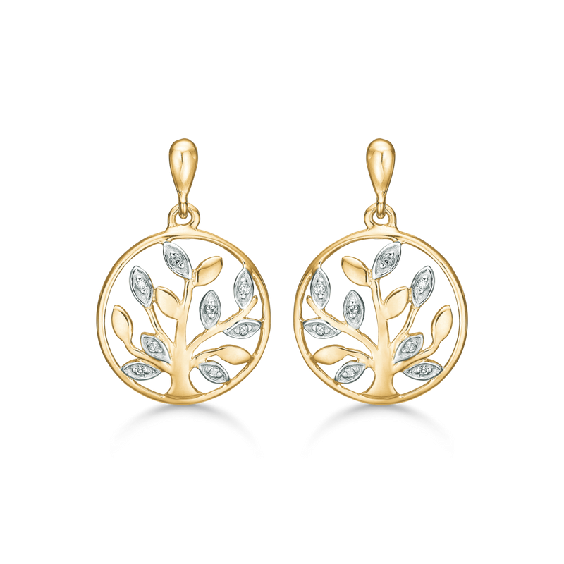 Støvring - Ear sticks with Tree of Life and diamonds, gold