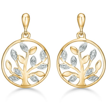 Støvring - Ear sticks with Tree of Life and diamonds, gold