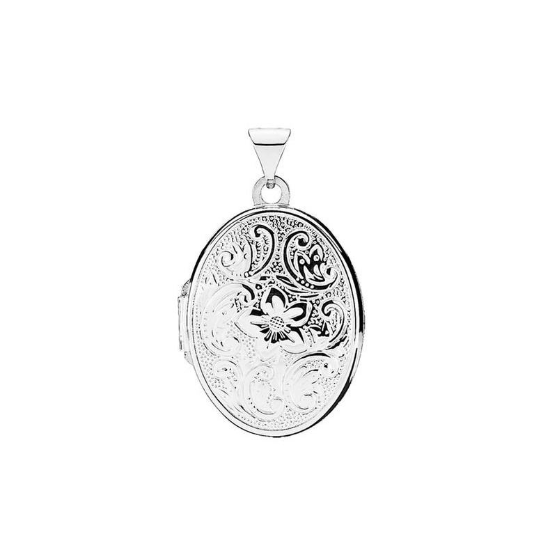 Lund Copenhagen - Flower Locket silver, 21 x 16 mm