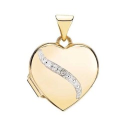 Lund - 8ct gold heart locket with 0.005 diamond, 15mm