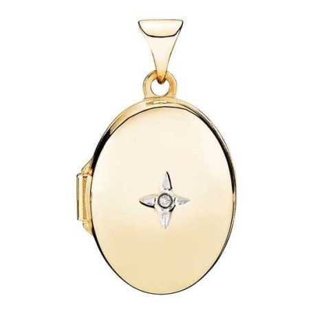 Lund - 8ct gold locket with 0.005 diamond, 17x13mm