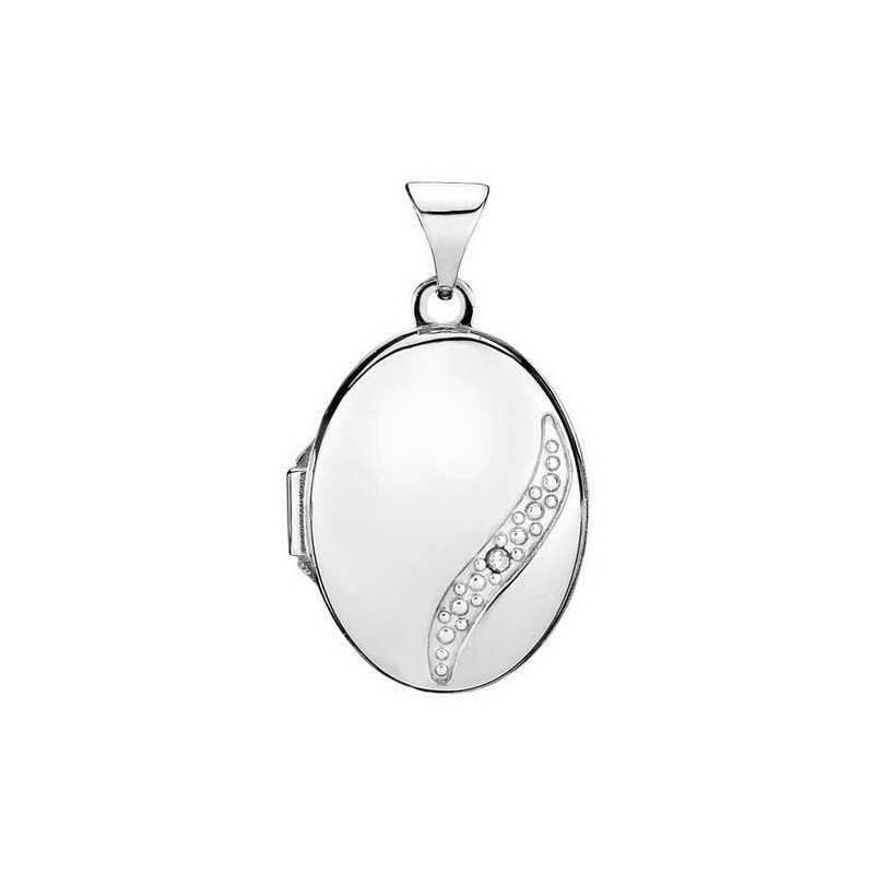 Lund - Silver locket with 0.005 diamond