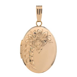 Marathon - Oval locket with flower and chain