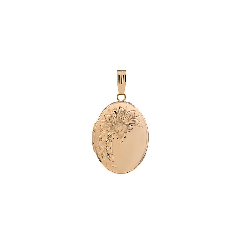 Marathon - Oval locket with flower and chain