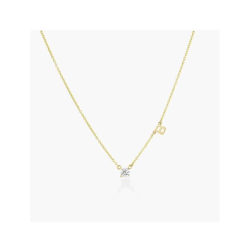 INEZ INITIAL NECKLACE WITH 0.3 CT PREMIUM DIAMOND - SOLID GOLD