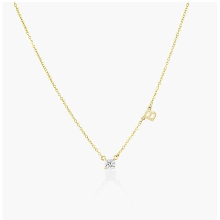 INEZ INITIAL NECKLACE WITH 0.3 CT PREMIUM DIAMOND - SOLID GOLD