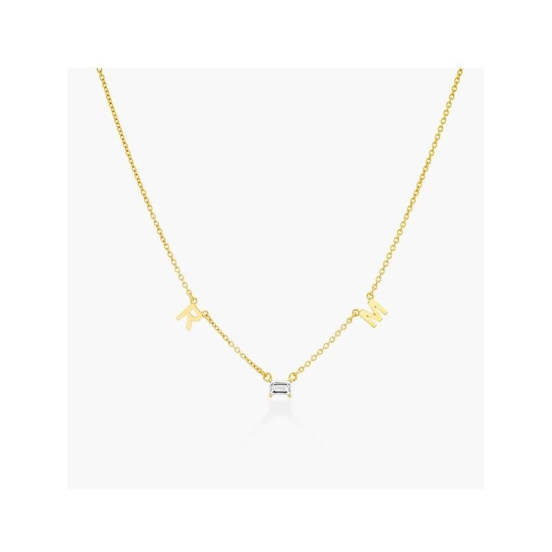 INEZ INITIAL NECKLACE WITH 0.3 CT PREMIUM DIAMOND - GOLD VERMEIL