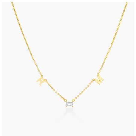 INEZ INITIAL NECKLACE WITH 0.3 CT PREMIUM DIAMOND - GOLD VERMEIL