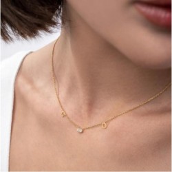 INEZ INITIAL NECKLACE WITH 0.3 CT PREMIUM DIAMOND - GOLD VERMEIL