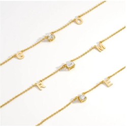 INEZ INITIAL NECKLACE WITH 0.3 CT PREMIUM DIAMOND - GOLD VERMEIL