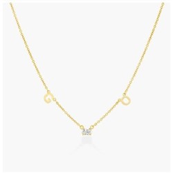 INEZ INITIAL NECKLACE WITH 0.3 CT PREMIUM DIAMOND - GOLD VERMEIL