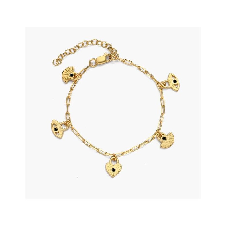 SPIRITUAL CHARMS BRACELET/ANKLET WITH CUBIC ZIRCONIA - GOLD VERMEIL