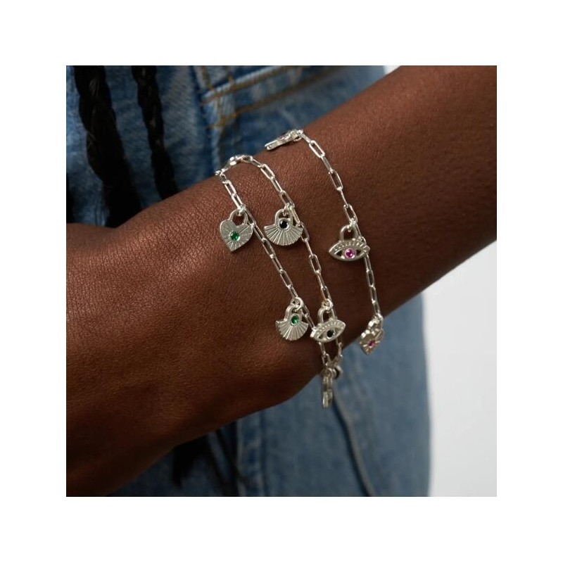 SPIRITUAL CHARMS BRACELET/ANKLET WITH CUBIC ZIRCONIA - SILVER