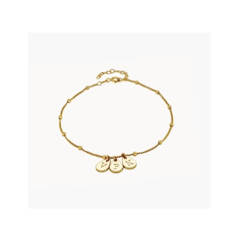 MAREN ANKLE BRACELET WITH INITIALS - GOLD VERMEIL