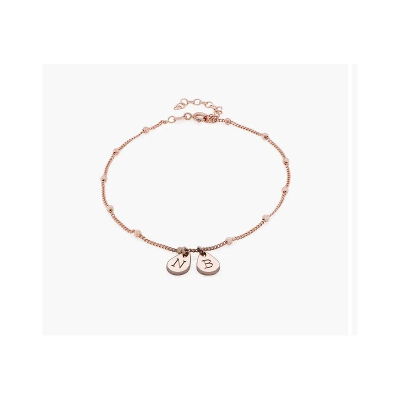 MAREN ANKLE BRACELET WITH INITIALS - ROSE GOLD PLATING