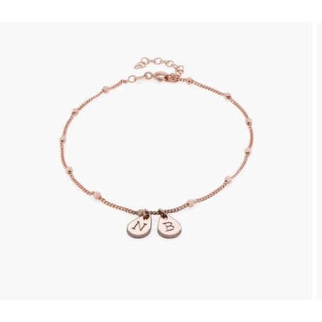 MAREN ANKLE BRACELET WITH INITIALS - ROSE GOLD PLATING