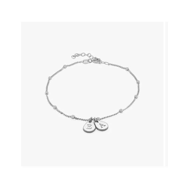 MAREN ANKLE BRACELET WITH INITIALS - STERLING SILVER