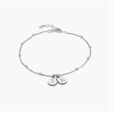 MAREN ANKLE BRACELET WITH INITIALS - STERLING SILVER