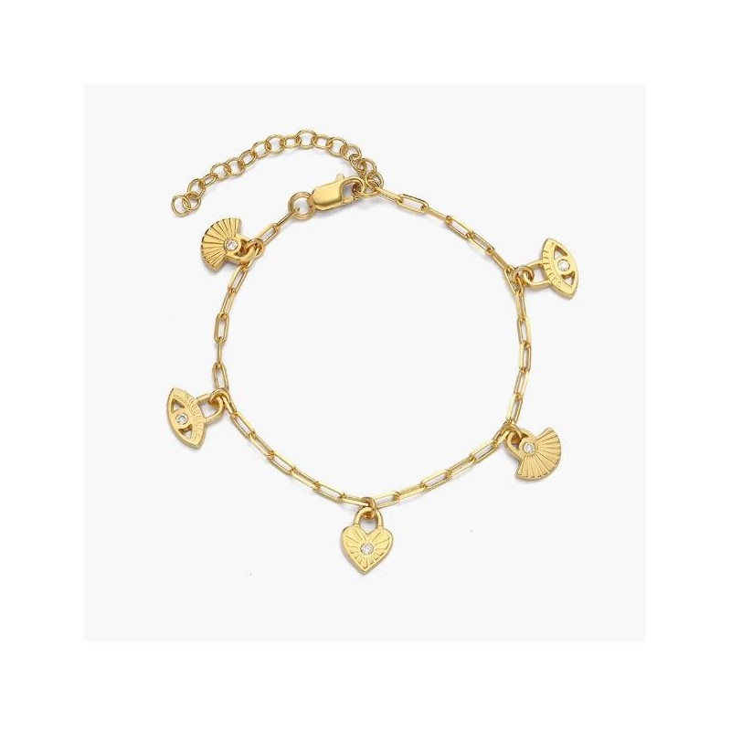 SPIRITUAL CHARMS BRACELET/ANKLET WITH DIAMONDS - GOLD VERMEIL