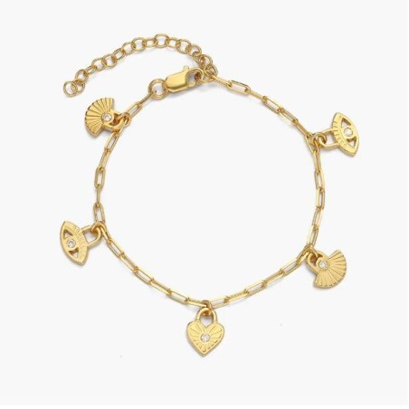 SPIRITUAL CHARMS BRACELET/ANKLET WITH DIAMONDS - GOLD VERMEIL