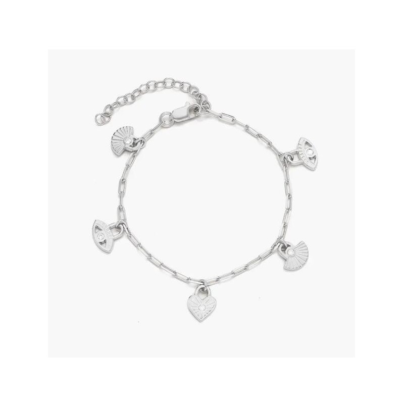 SPIRITUAL CHARMS BRACELET/ANKLET WITH DIAMONDS- SILVER