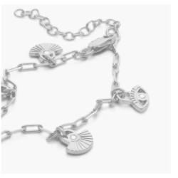 SPIRITUAL CHARMS BRACELET/ANKLET WITH DIAMONDS- SILVER