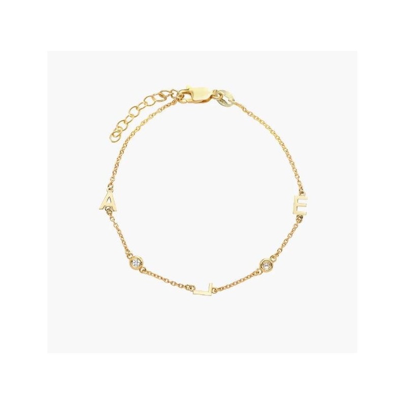 INEZ INITIAL BRACELET/ANKLET WITH DIAMOND - GOLD VERMEIL