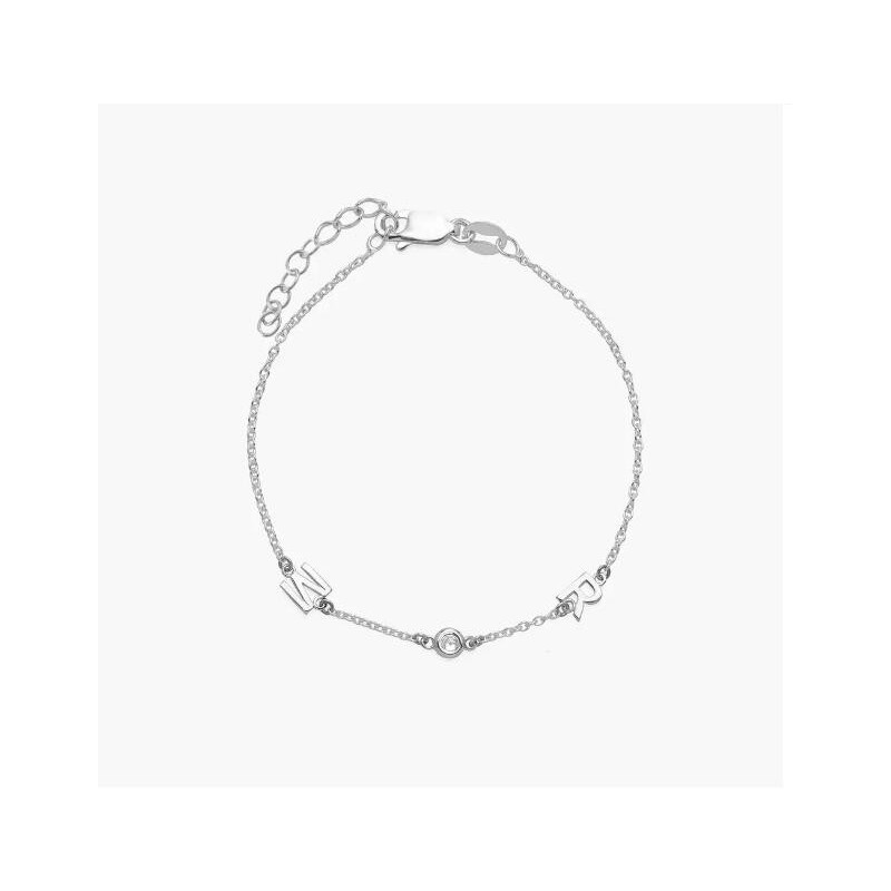 INEZ INITIAL BRACELET/ANKLET WITH DIAMOND - SILVER