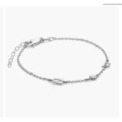 INEZ INITIAL BRACELET/ANKLET WITH DIAMOND - SILVER