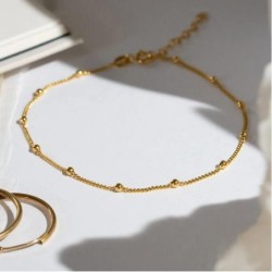 BOBBLE CHAIN ANKLET/BRACELET- GOLD VERMEIL