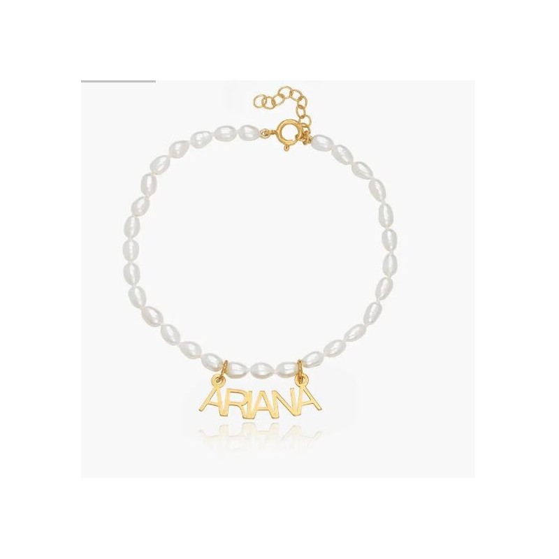 LOLA PEARL NAME ANKLET - GOLD VERMEIL