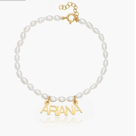 LOLA PEARL NAME ANKLET - GOLD VERMEIL