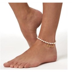 LOLA PEARL NAME ANKLET - GOLD VERMEIL